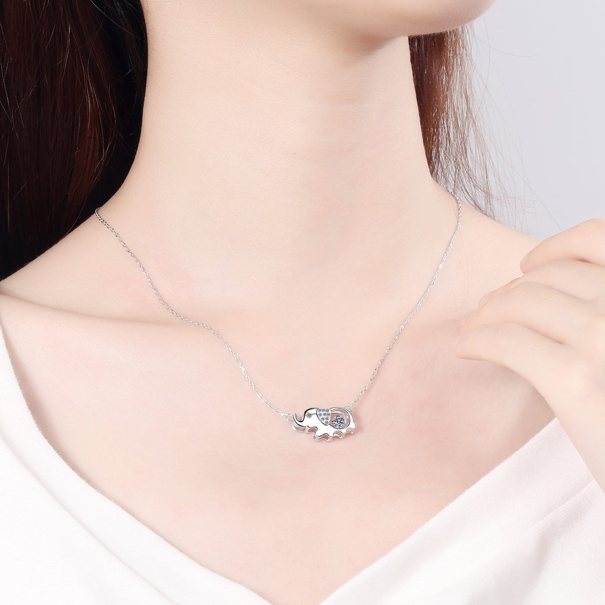 Helia Dumbo Round 0.5 Carat Moissanite Dancing Necklace — Moisza