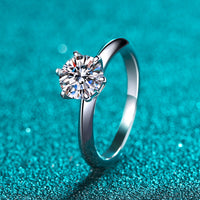 Helia Knife-Edge Solitaire Round Moissanite Engagement Ring — Moisza