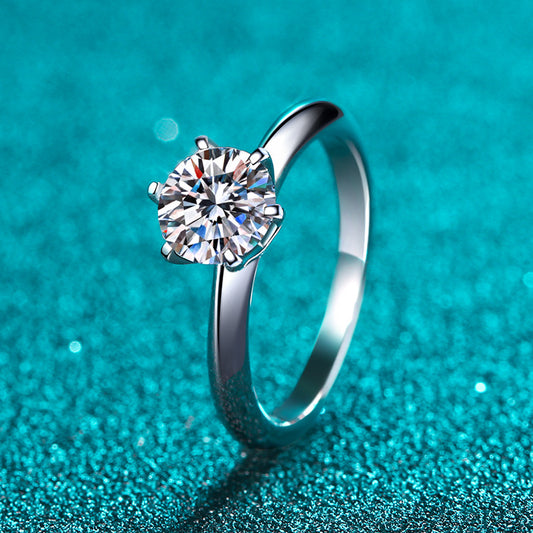 Helia Knife-Edge Solitaire Round Moissanite Engagement Ring — Moisza