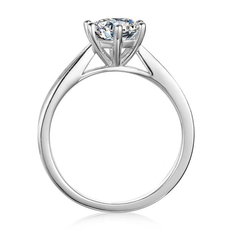 Helia 6-Prong Pavé Solitaire Round Moissanite Engagement Ring — Moisza
