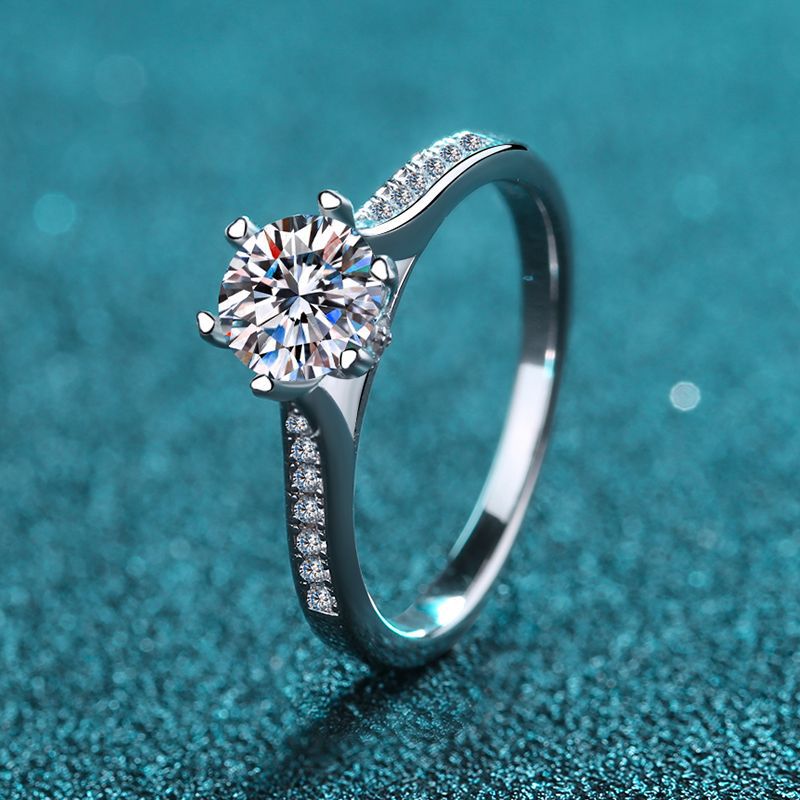 Helia Solitaire Channel Round 1 Carat Moissanite Engagement Ring — Moisza