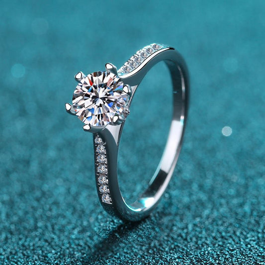 Helia Solitaire Channel Round 1 Carat Moissanite Engagement Ring — Moisza