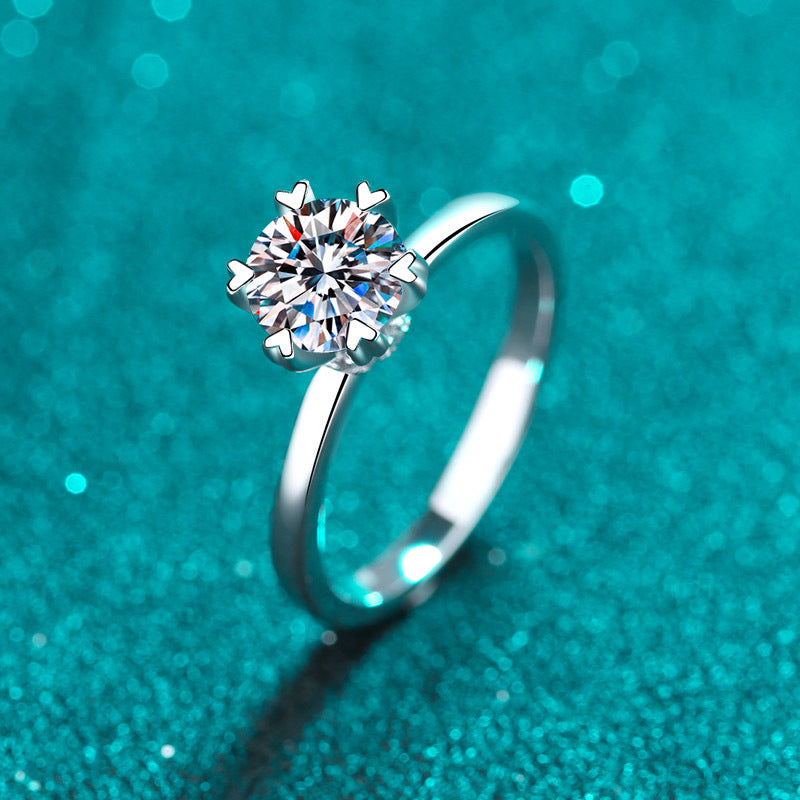 Helia Hidden Halo Round Moissanite Engagement Ring — Moisza