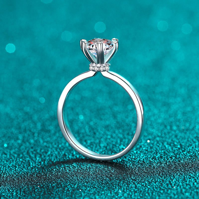 Helia Hidden Halo Round Moissanite Engagement Ring — Moisza