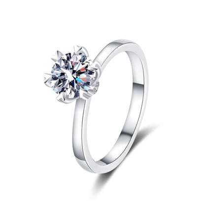 Helia Hidden Halo Round Moissanite Engagement Ring — Moisza