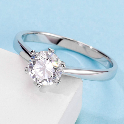 Helia Hidden Halo Round Moissanite Engagement Ring — Moisza