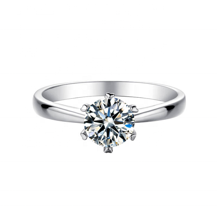 Helia Hidden Halo Round Moissanite Engagement Ring — Moisza