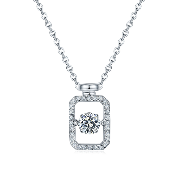 Dancing Necklace Moissanite Gift for Her, Gift for Girlfriend, girl, Gift for Women, Gift for Mother, Mom, Mum, gift for wife, for lover, Birthday, Valentine’s Day, Mother’s Day, with GRA Certificate, free gift box, Ace Waving 0.5ct D color S925 Moissanite Diamond Pendant