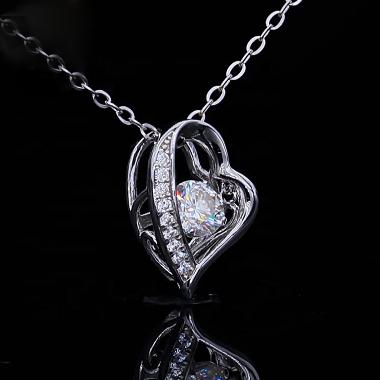 Dancing Necklace S925 0.5ct D color Moissanite, Gift for Her, Gift for Girlfriend, girl, Gift for Women, Gift for Mother, Mom, Mum, gift for wife, for lover, Birthday, Valentine’s Day, Mother’s Day, GRA Certificate, free gift box