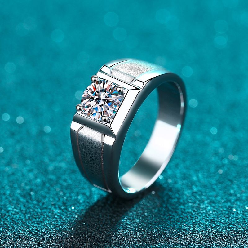 Jupiter Frosted Solitaire Moissanite Men's Ring — Moisza