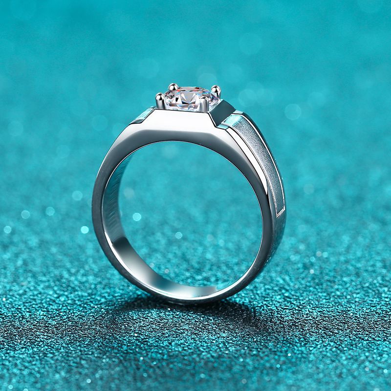 Jupiter Frosted Solitaire Moissanite Men's Ring — Moisza