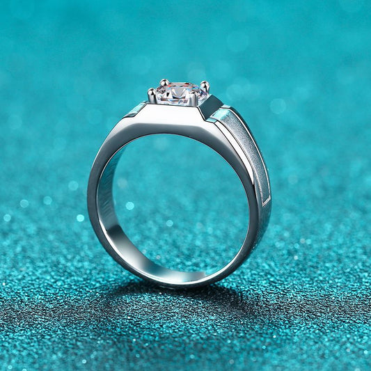 Jupiter Frosted Solitaire Moissanite Men's Ring — Moisza