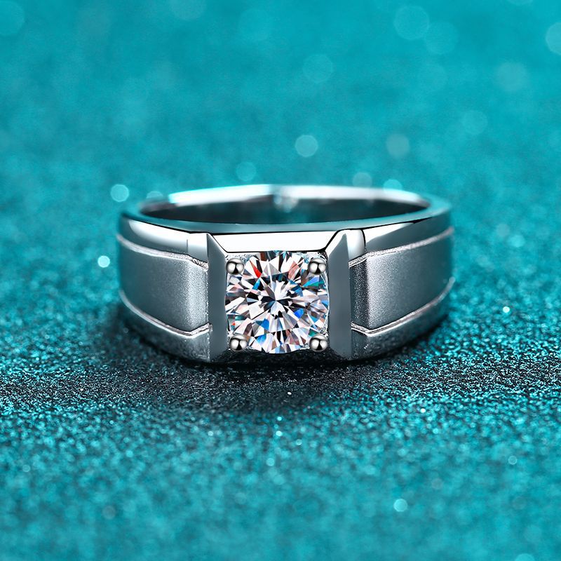 Jupiter Frosted Solitaire Moissanite Men's Ring — Moisza