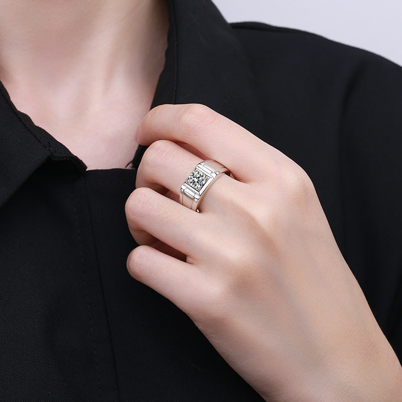 Jupiter Frosted Solitaire Moissanite Men's Ring — Moisza