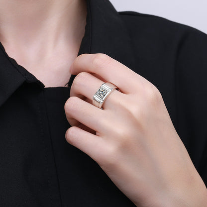 Jupiter Frosted Solitaire Moissanite Men's Ring — Moisza