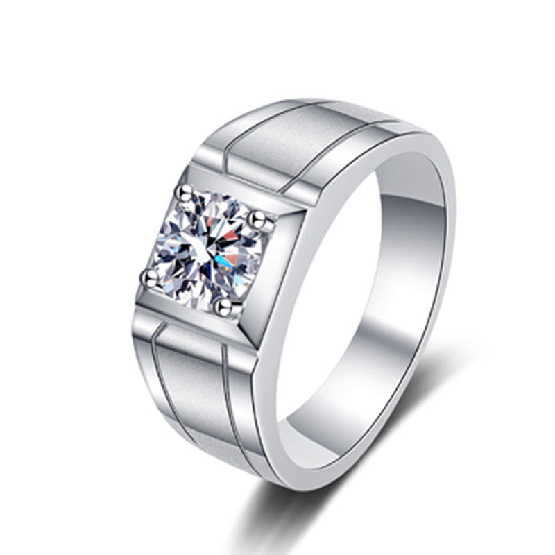 Jupiter Frosted Solitaire Moissanite Men's Ring — Moisza