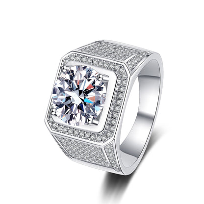 Jupiter Iced-Out Square Halo Moissanite Men's Ring — Moisza