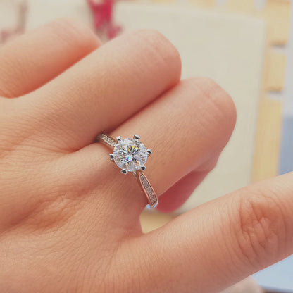Engagement Ring, pave solitaire, accent stones ring, promise ring, wedding, gift for her, girl, girlfriend, for women, mother, mom, mum, for wife, for lover, heart-shaped prongs 1ct S925 Moissanite Diamond ring, Valentine’s Day, Mother’s Day, Birthday, anniversary, gradation day