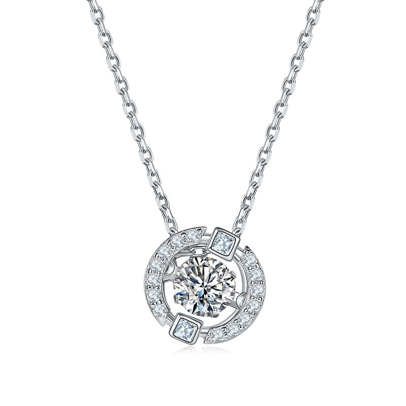 Dancing Necklace S925 0.5ct D color Moissanite Silver Necklace, Gift for Her, Gift for Girlfriend, girl, Gift for Women, Gift for Mother, Mom, Mum, gift for wife, for lover, Birthday, Anniversary, Valentine’s Day, Mother’s Day, GRA Certificate