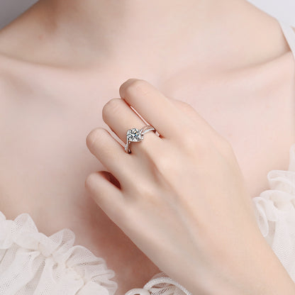 Engagement Ring, Wedding Ring, Promise Ring, Gift for Her, Gift for Girl, Girlfriend, Gift for Women, Gift for wife, Mother, Mom, Mum, Valentine’s Day, Mother’s Day, birthday, anniversary, Modern 1ct S925 Heart-Shape Head Moissanite Diamond Ring, GRA Certificate