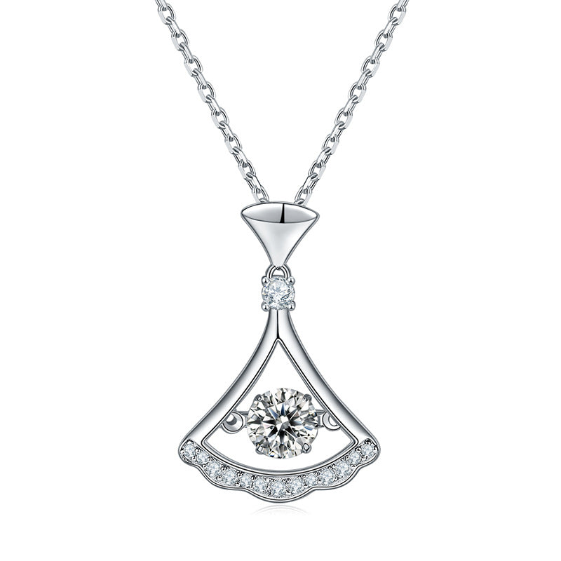 Moissanite Dancing Necklace, S925 Sterling Silver, 0.5ct Moissanite diamond necklace, Gift for Her, Gift for Girlfriend, girl, Gift for Women, Gift for Mother, Mom, Mum, gift for wife, for lover, Birthday, Anniversary, Valentine’s Day, Mother’s Day, Graduation Day, GRA Certificate