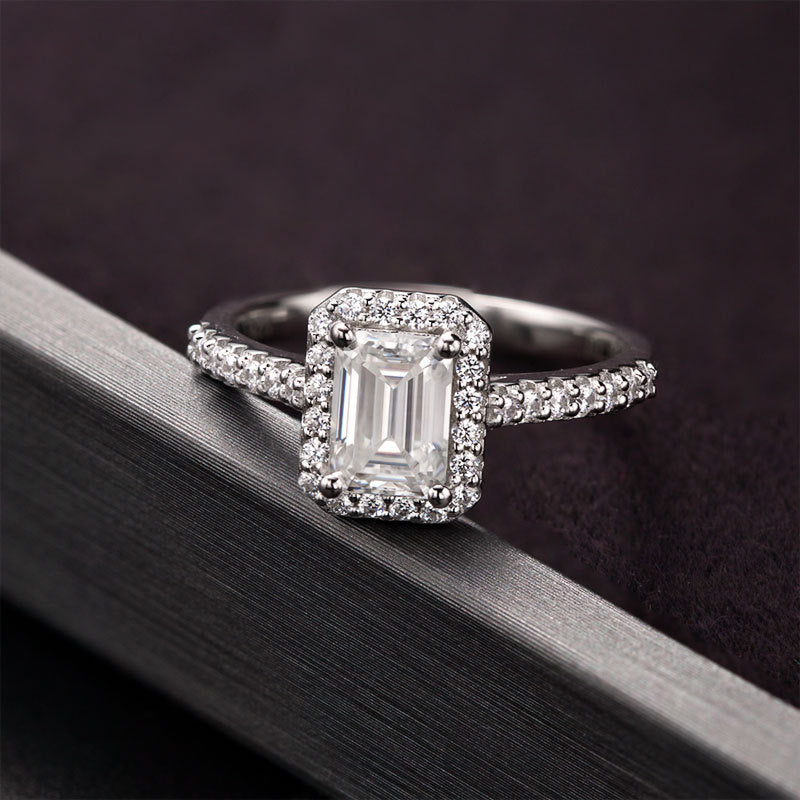 Emerald Cut Ring, Lea Michele engagement ring, promise ring, wedding, gift for her, girl, girlfriend, for lover, for women, mother, mom, mum, for wife, 1ct 2ct S925 Moissanite Diamond solitaire ring, Valentine’s Day, Mother’s Day, Birthday, anniversary, GRA certificate, Graduation Day