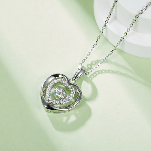 Moissanite Dancing Necklace, S925 Sterling Silver, 0.5ct Moissanite diamond necklace, Gift for Her, Gift for Girlfriend, girl, Gift for Women, Gift for Mother, Mom, Mum, gift for wife, for lover, Birthday, Anniversary, Valentine’s Day, Mother’s Day, Graduation Day, GRA Certificate