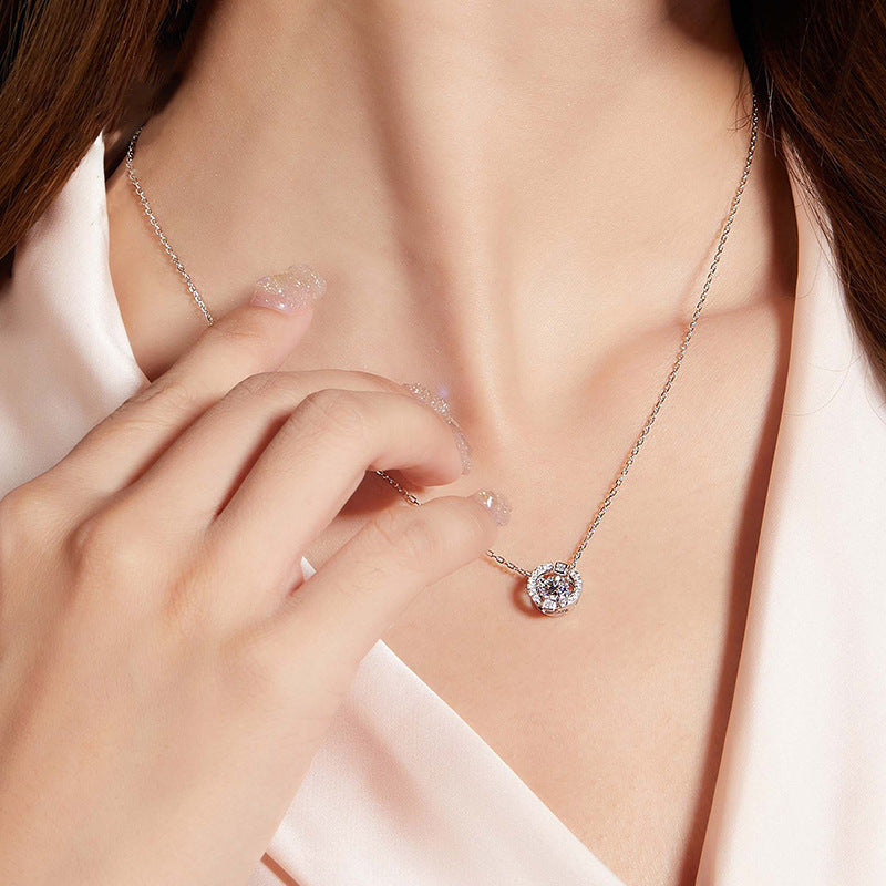 Dancing Necklace S925 0.5ct D color Moissanite Silver Necklace, Gift for Her, Gift for Girlfriend, girl, Gift for Women, Gift for Mother, Mom, Mum, gift for wife, for lover, Birthday, Anniversary, Valentine’s Day, Mother’s Day, GRA Certificate