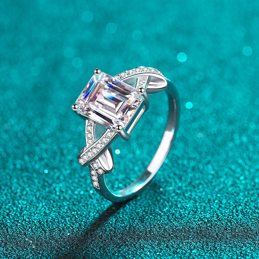 Emerald Cut Ring, engagement ring, promise ring, wedding, gift for her, girl, girlfriend, for lover, for women, mother, mom, mum, for wife, 3ct S925 Moissanite Diamond solitaire ring, Valentine’s Day, Mother’s Day, Birthday, anniversary, GRA certificate, Graduation Day