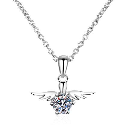 Angel’s Wings Moissanite S925 necklace 0.5ct D VVS1 Moissanite, gift for her, gift for girlfriend, girl, gift for Women, gift for mother, mom, mum, gift for wife, for lover, Birthday, Valentine’s Day, Mother’s Day, GRA Certificate, free gift box