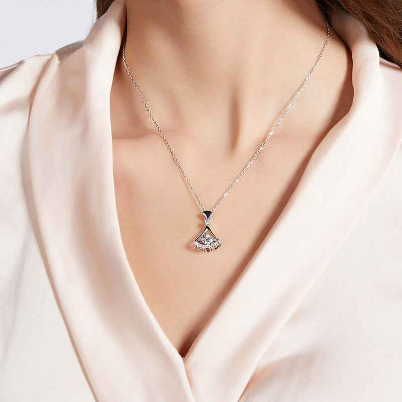 Moissanite Dancing Necklace, S925 Sterling Silver, 0.5ct Moissanite diamond necklace, Gift for Her, Gift for Girlfriend, girl, Gift for Women, Gift for Mother, Mom, Mum, gift for wife, for lover, Birthday, Anniversary, Valentine’s Day, Mother’s Day, Graduation Day, GRA Certificate