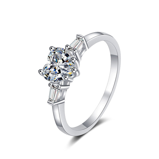 Heart shaped tapered baguette ring, heart shape ring, Lady Gaga engagement ring, promise ring, wedding, gift for her, girl, girlfriend, for women, mother, mom, mum, for wife, for lover heart-shaped 1.2ct S925 Moissanite Diamond ring, Valentine’s Day, Mother’s Day, Birthday, anniversary, graduation day