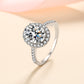 Oval Cut Pave Halo 1 Carat Moissanite Diamond S925 Engagement Ring