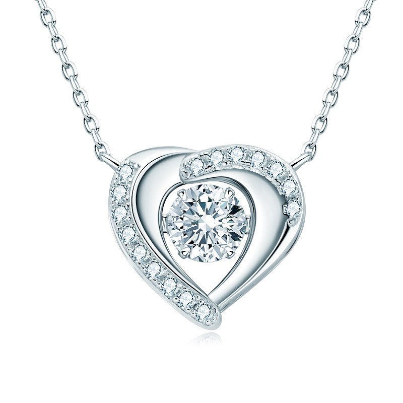 Moissanite Dancing Necklace S925 Sterling Silver 0.8ct, Gift for Her, Gift for Girlfriend, girl, Gift for Women, Gift for Mother, Mom, Mum, gift for wife, for lover, Birthday, Anniversary, Valentine’s Day, Mother’s Day, GRA Certificate, 
