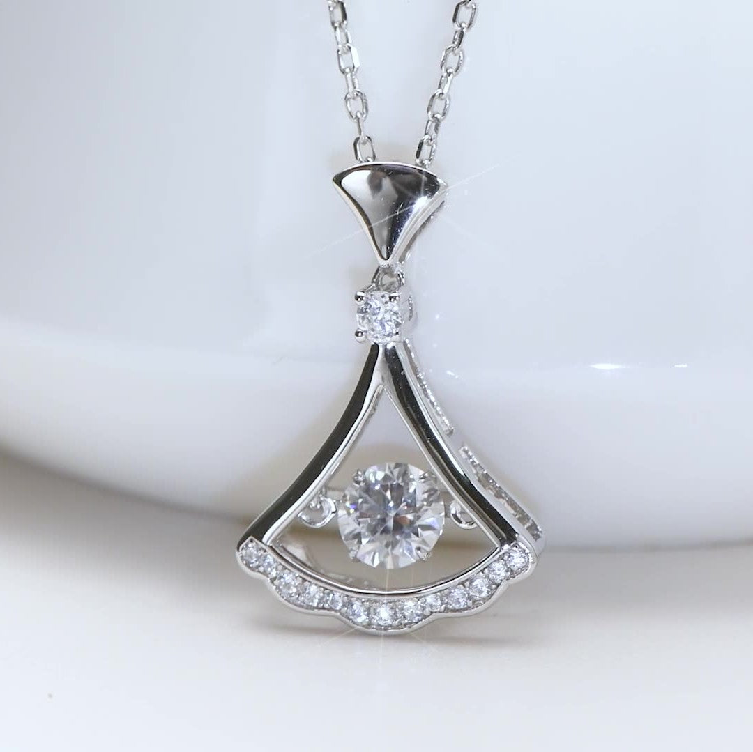 Moissanite Dancing Necklace, S925 Sterling Silver, 0.5ct Moissanite diamond necklace, Gift for Her, Gift for Girlfriend, girl, Gift for Women, Gift for Mother, Mom, Mum, gift for wife, for lover, Birthday, Anniversary, Valentine’s Day, Mother’s Day, Graduation Day, GRA Certificate
