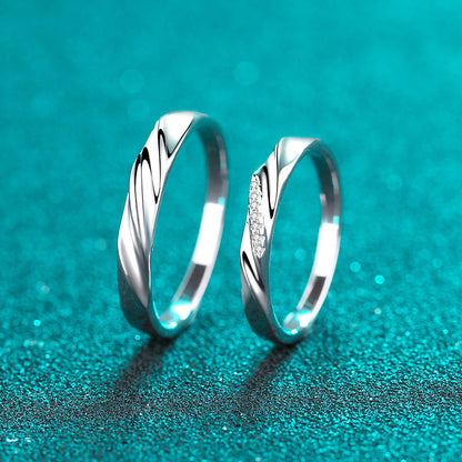 Sterling Silver Matching Couple Promise Rings Set