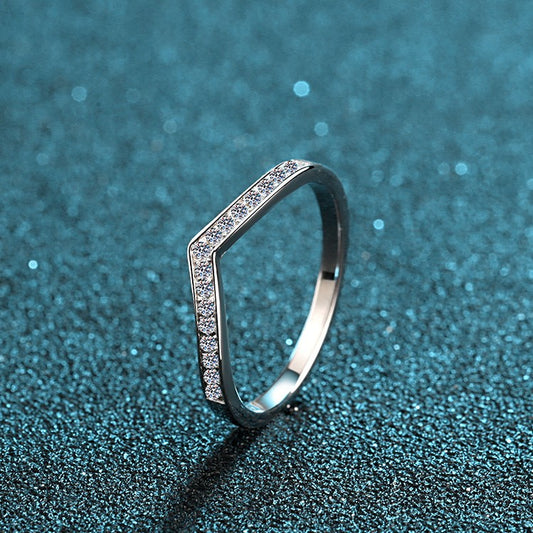 Selene V-Shaped Stackable Moissanite Wedding Band — Moisza