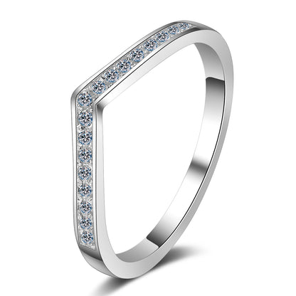 Selene V-Shaped Stackable Moissanite Wedding Band — Moisza