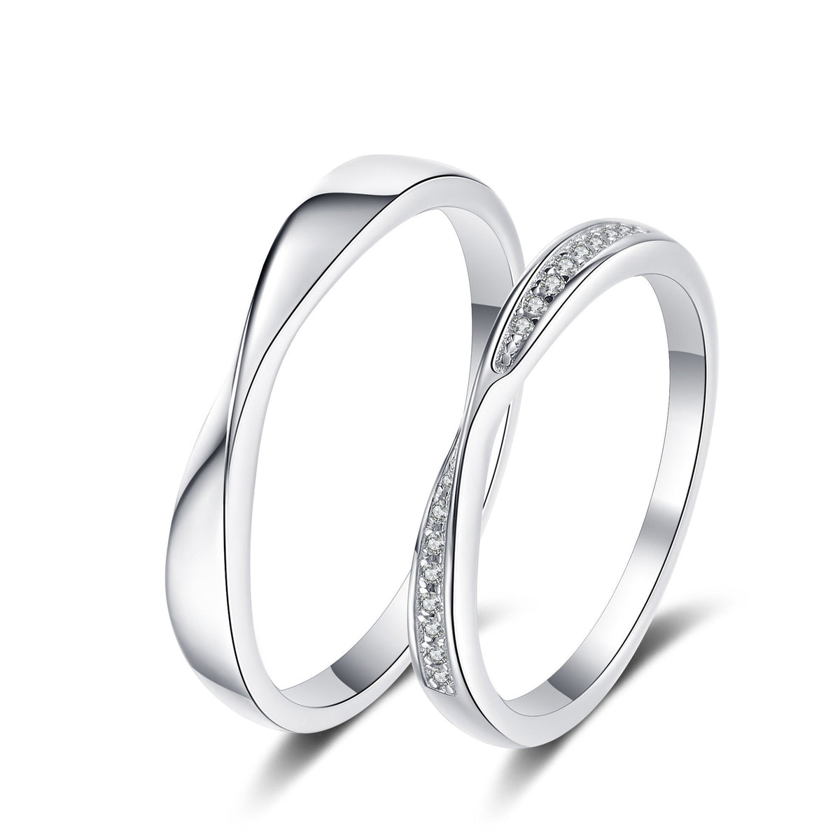 Selene Twisted Moissanite Matching Bands — Moisza