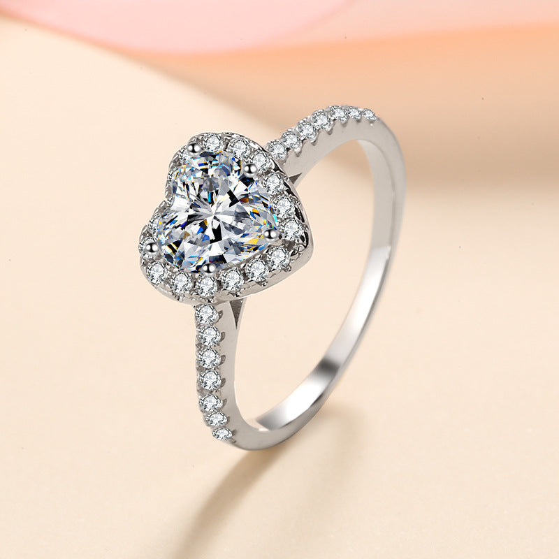Venus Pavé Halo Heart-Shaped 1 Carat Moissanite Engagement Ring — Moisza