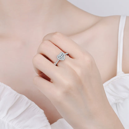 Venus Pavé Halo Heart-Shaped 1 Carat Moissanite Engagement Ring — Moisza