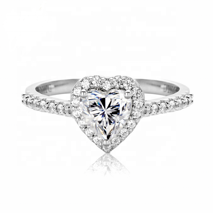 Venus Pavé Halo Heart-Shaped 1 Carat Moissanite Engagement Ring — Moisza