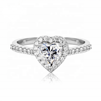 Venus Pavé Halo Heart-Shaped 1 Carat Moissanite Engagement Ring — Moisza