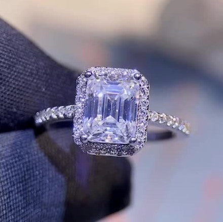 Emerald Cut Ring, Lea Michele engagement ring, promise ring, wedding, gift for her, girl, girlfriend, for lover, for women, mother, mom, mum, for wife, 1ct 2ct S925 Moissanite Diamond solitaire ring, Valentine’s Day, Mother’s Day, Birthday, anniversary, GRA certificate, Graduation Day