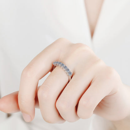 Engagement Ring, Wedding Ring, Promise Ring, Gift for Her, Gift for Women, Gift for Mother, Mom, Mum, Valentine’s Day, Mother’s Day, Stackable S925 Seven-stone Moissanite Diamond Eternity Band with Certificate, Gift for Girl, Girlfriend