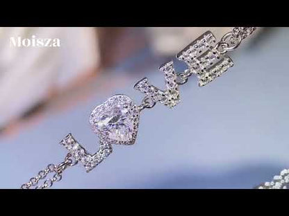 Heart-Shaped Halo S925 Platinum Plated Moissanite Bracelet, heart shape, Gift for Her, Gift for Girlfriend, girl, gift for lover, wife, Gift for Women, Gift for Mother, Mom, Mum, Valentine’s Day, Mother’s Day, Birthday, anniversary, graduation day, Sterling Silver, GRA Certificate, gift box