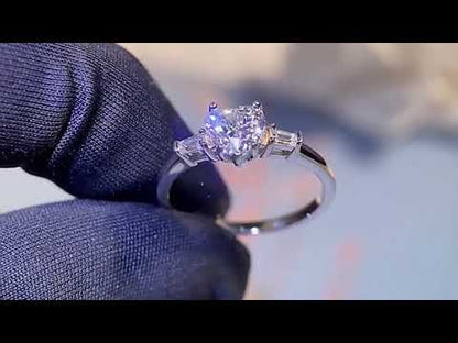 Heart-Shaped Baguette 1.2 Carat Moissanite S925 Engagement Ring