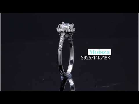 Round Halo 0.5ct S925 White Gold Plated VVS White D Color Moissanite Ring, Wedding Day, Gift for Her, Gift for Girlfriend, girl, Gift for Women, Gift for Mother, for wife, Valentine’s Day, Mother’s Day