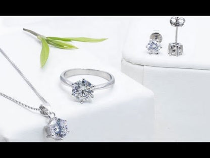 Round Solitaire Engagement Ring 0.5ct S925 White Gold Plated VVS White D Color Moissanite, Wedding Day, Gift for Her, Gift for Girlfriend, girl, Gift for Women, Gift for Mother, for wife, Valentine’s Day, Mother’s Day, Birthday, Jewelry Set, Necklace, Bracelet,